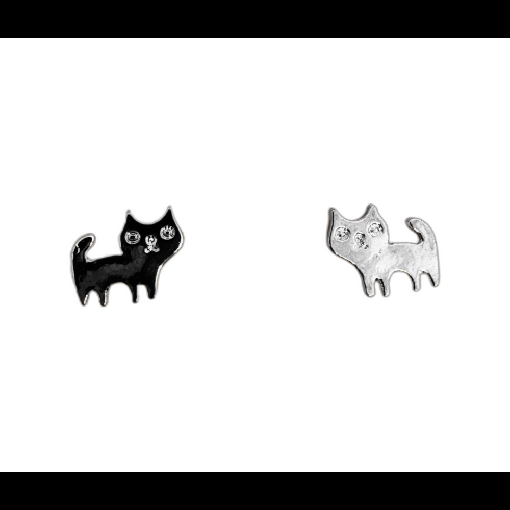 Indio Jewelry Tiny Minimalist Silver Cat Stud Earrings #119